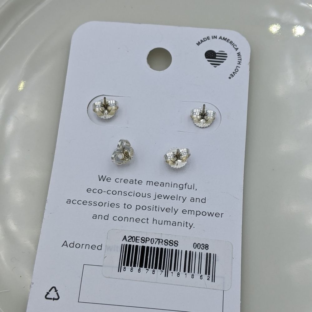 Alex and Ani Sterling Silver Green Set of Earrings - Picture 4 of 5